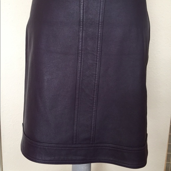 WORTH Leather Skirt, Plum color, Size 4 - Picture 3 of 7